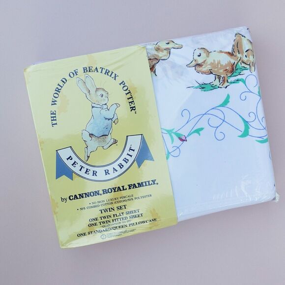 Vintage Beatrix Potter Friends of Peter Rabbit Cannon Twin Sheet Set NEW SEALED! - Picture 1 of 10